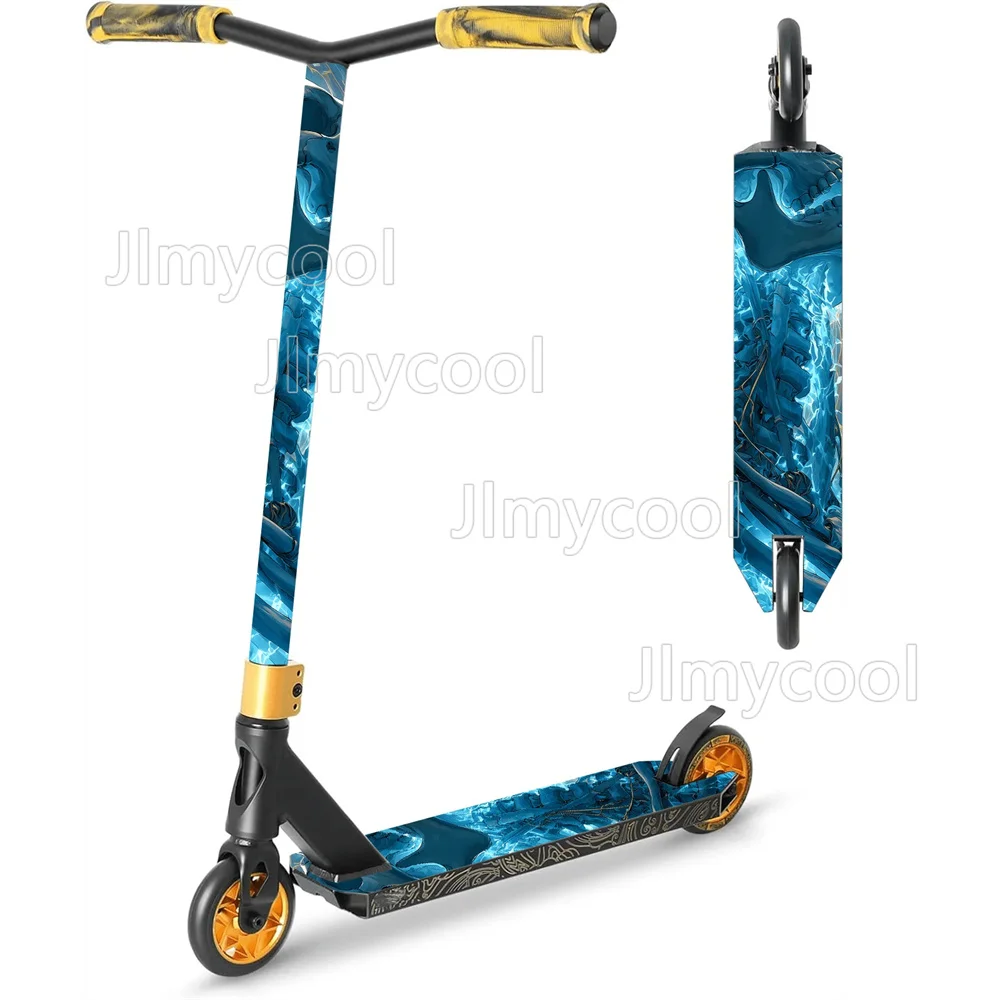 

Blue Electric Skull Pattern Scooter Sticker Skateboard Stickers Scooter Floor Mat Sticker Personalized Cool