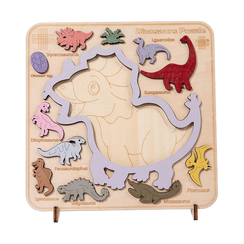 

Wooden Jigsaw Puzzle Kids Toy Dinosaur Animals Clever Board Games Montessori Educational Toys For Children Irregular Tangram