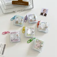 Kawaii Animal Keychains Mini Photo Album For 1/2inch Cards Protable Pocket Photocards Collect Book