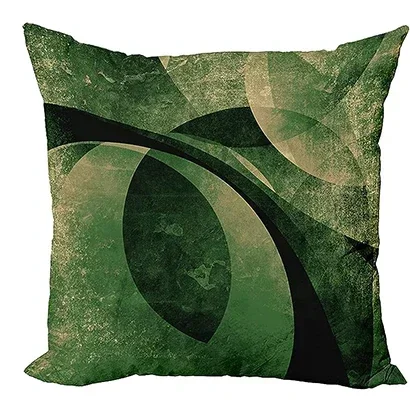 Retro Throw Pillow Cushion Cover Geometric Design round Sofa Decorations Pillow Cover, Digital Printing, Green Gray 40X40cm