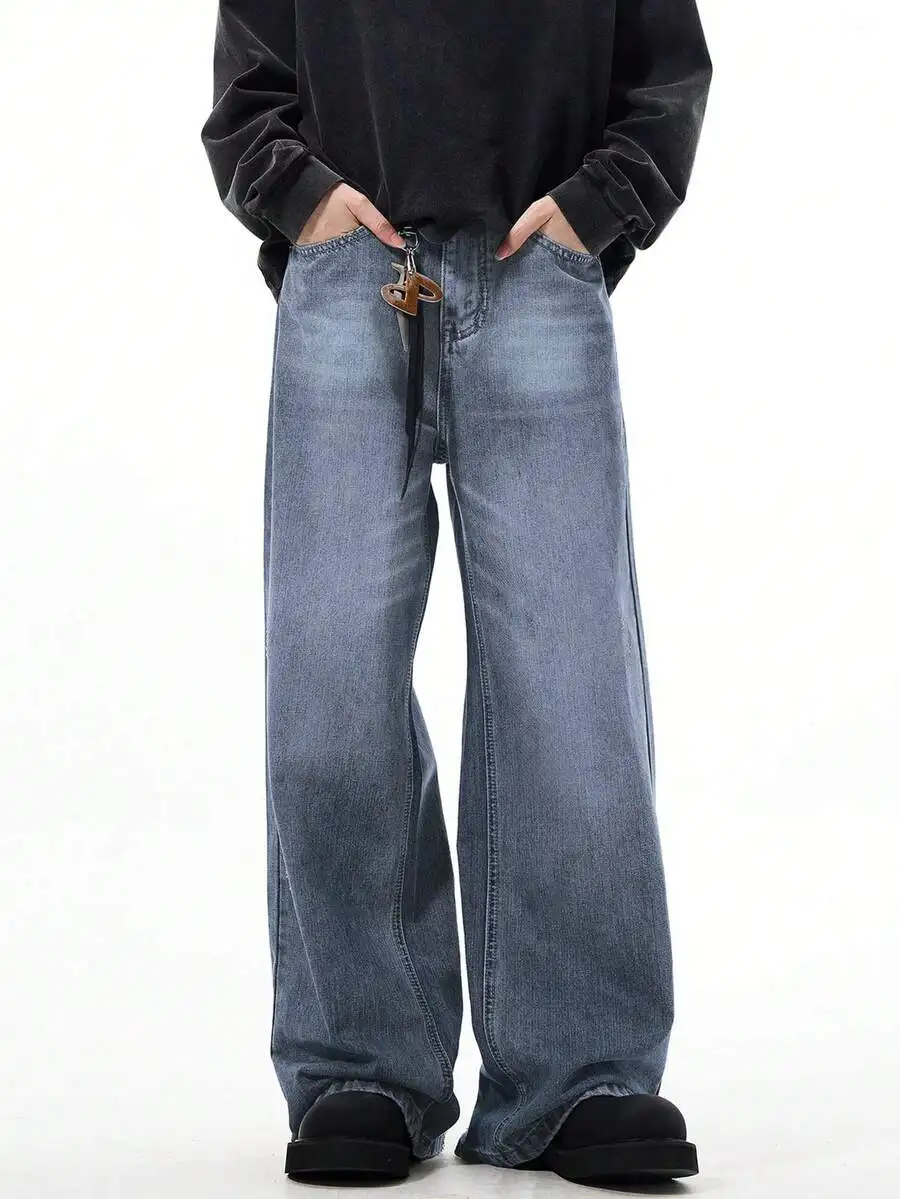 

Mens Loose Vintage Washed Wide Leg Casual Jeans