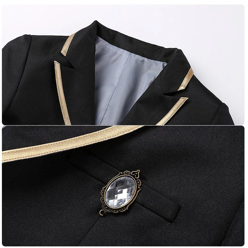 Octavinelle Jade Leech Cosplay Costume Twisted-Wonderland Night Raven College Black Uniform Suits Universal Size Men And Women view 5