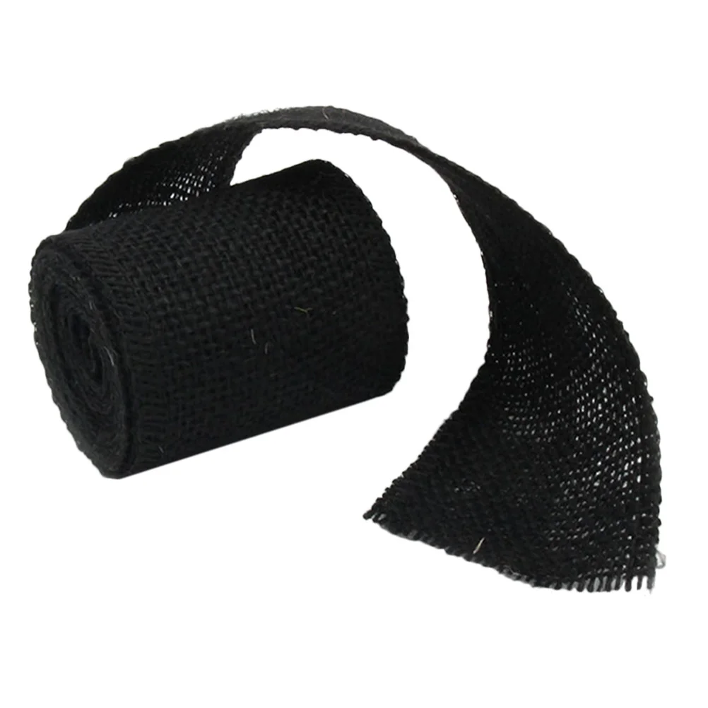 

2M Black Jute Burlap Ribbon Roll For Christmas Wedding Decoration Craft Diy -Friendly String Twine Tape Gift Wrapping