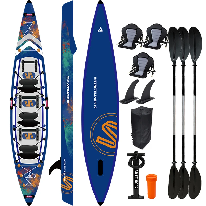 skatinger  kayak 490cmx84cm with pedals fishing kayaks rigid performance DWF material 3 persons