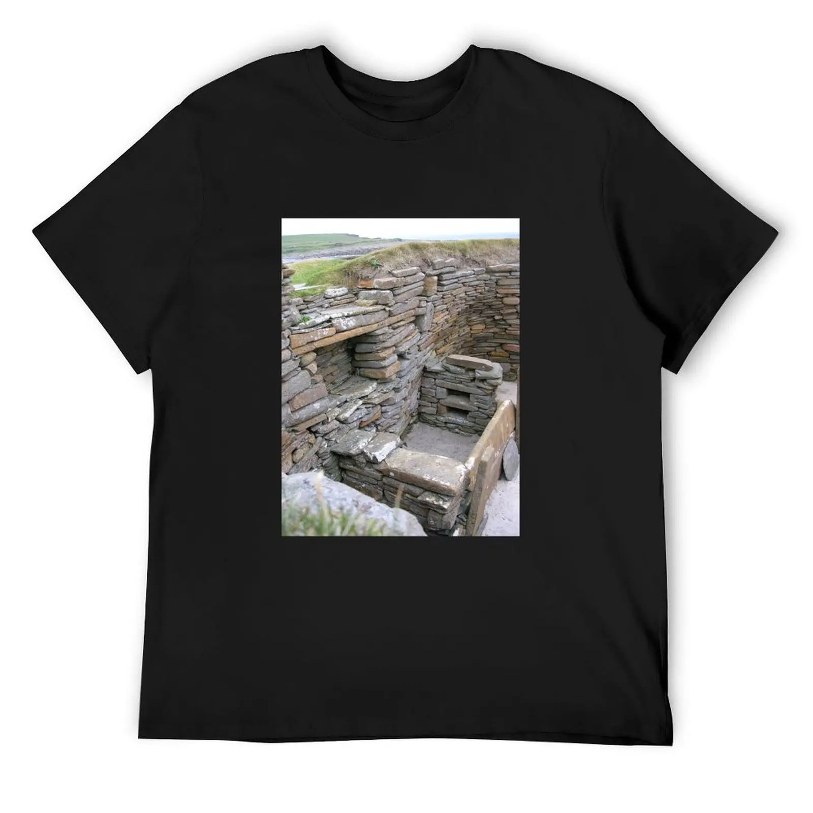 Interior of Neolithic house, Skara Brae T-Shirt cotton graphic tees customs design your own custom shirt vintage t shirt men