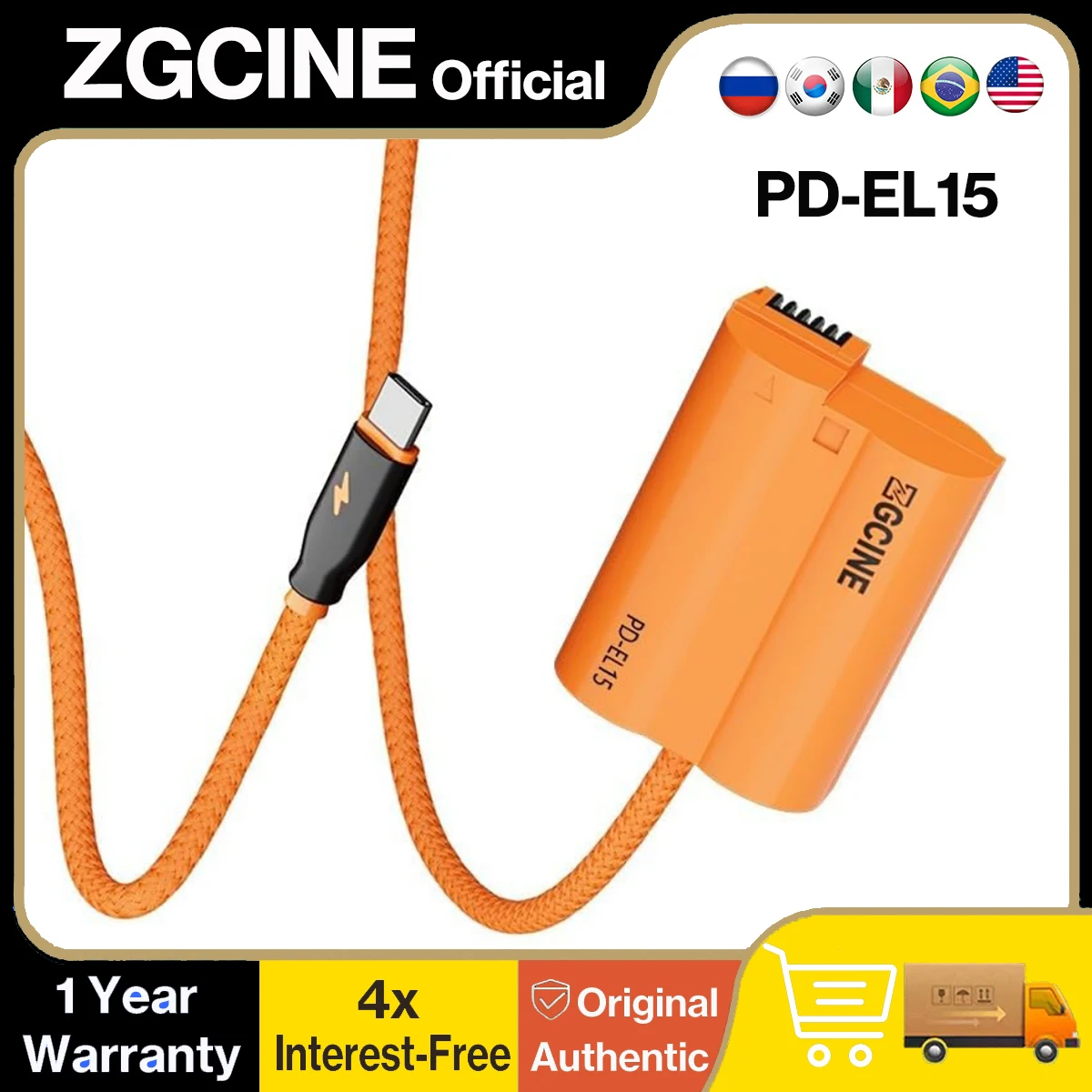 ZGCINE USB-C PD to EN-EL15/15a/15b/15c Dummy Battery Cable for Nikon Z6III Z5II Z8 Z6 Z7 Zf Z6II Z7II Z5 D850 D780 D750 D7500