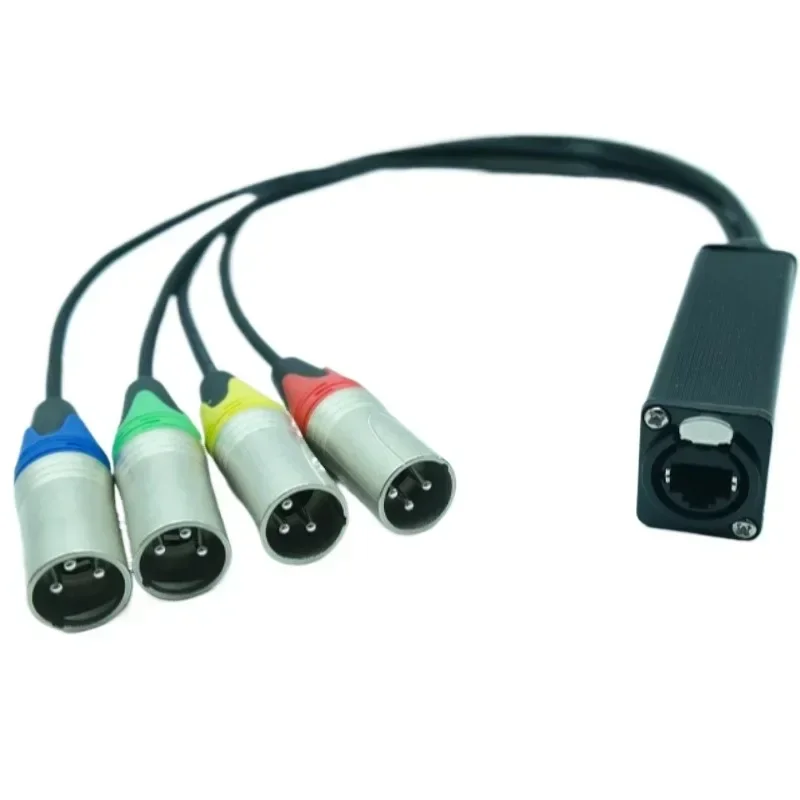 Network Converter RJ45 CAT5 With Shielded to 4 Channel 3Pin XLR Male/Female Connector Multi Network Receiver Cable for Speaker
