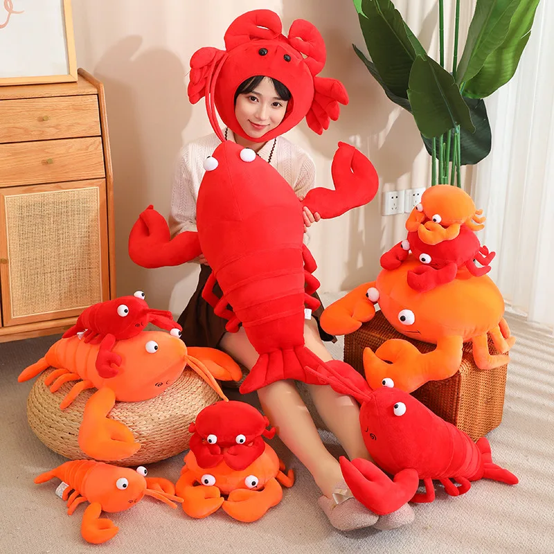 Jouet crabe rouge en peluche, doux et confortable, coussin en forme d'animal de mer, cadeau d'anniversaire pour un ami