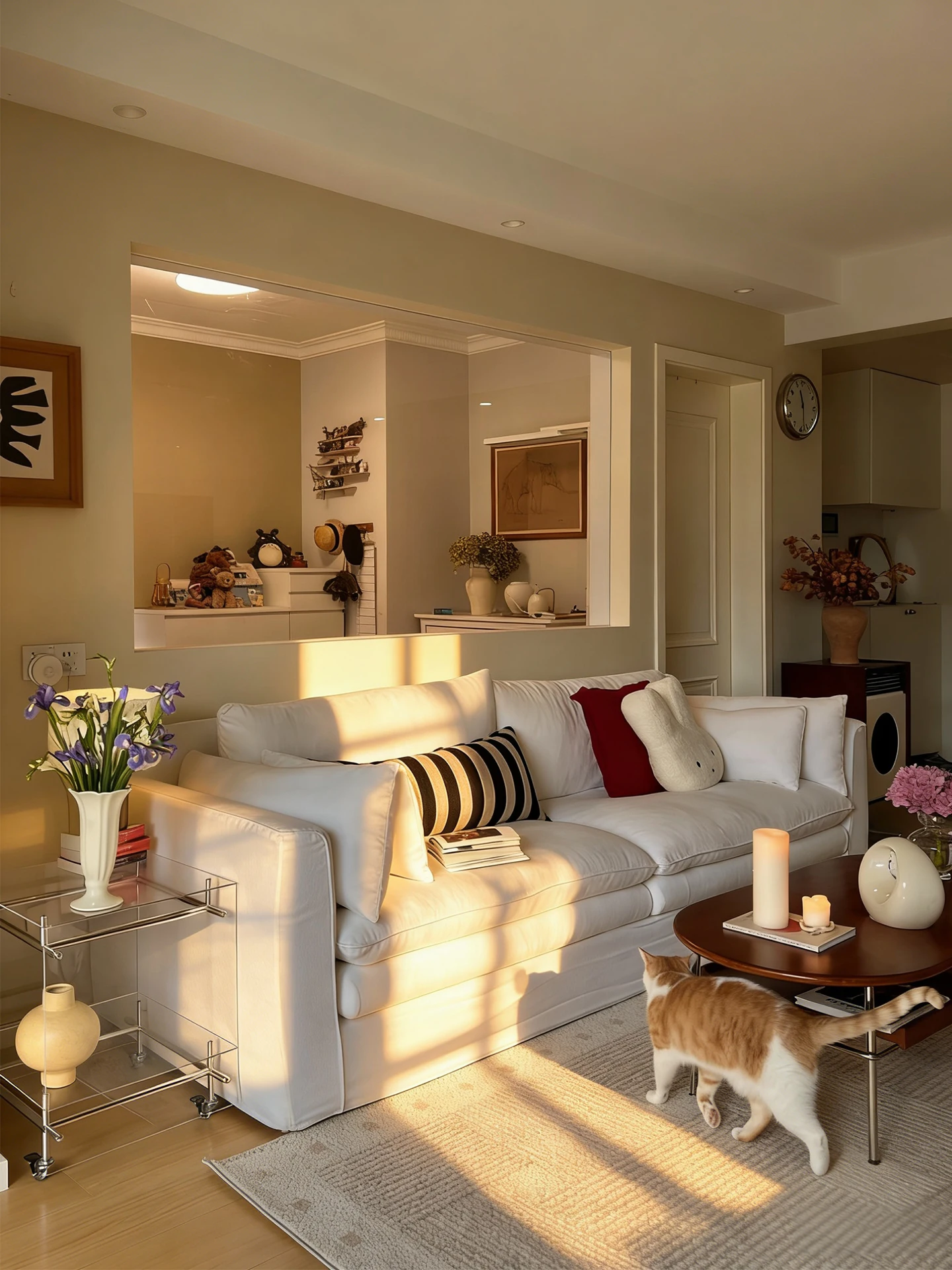 

Sofa living room small apartment fabric sofa removable and washable French cream wind double triple sofa