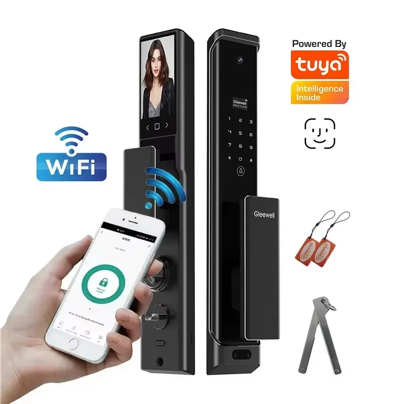 Intelligent Tuya App CNC Door Lock 3D Face Recognition Hd Camera Fingerprint Password Key Electric Intelligent Unlocking