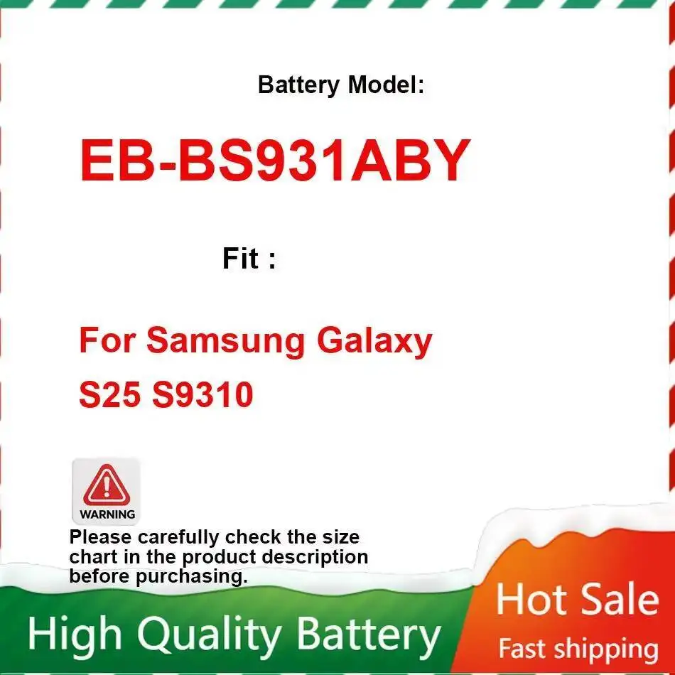 

For Samsung Galaxy S25 S9310 EB-BS931ABY Fast Shipping 4000Mah Mobile Phone Battery