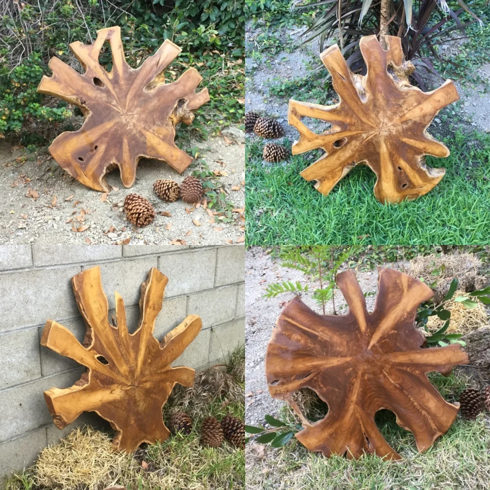 Café TablesNatural Teak Wood Live Edge Table Top for DIY Coffee Side End Table Rustic Style