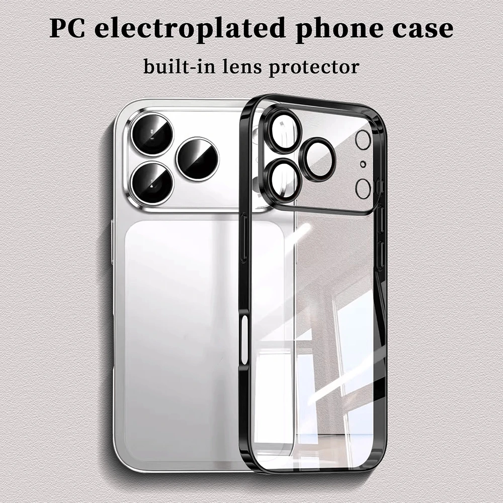 Luxuriöse transparente Handyhülle mit Beschichtung für iPhone 17 16 15 14 13 Pro Max 17Pro – Stoßfeste, klare Schutzhülle mit Linsenschutz und Bumper-Rückseite