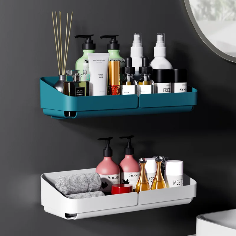 Aufbewahrungsregal, Wandregal, Gewürz-Organizer für Kosmetik, Badezimmer, ohne Bohren, praktisches Duschzubehör für die Küche