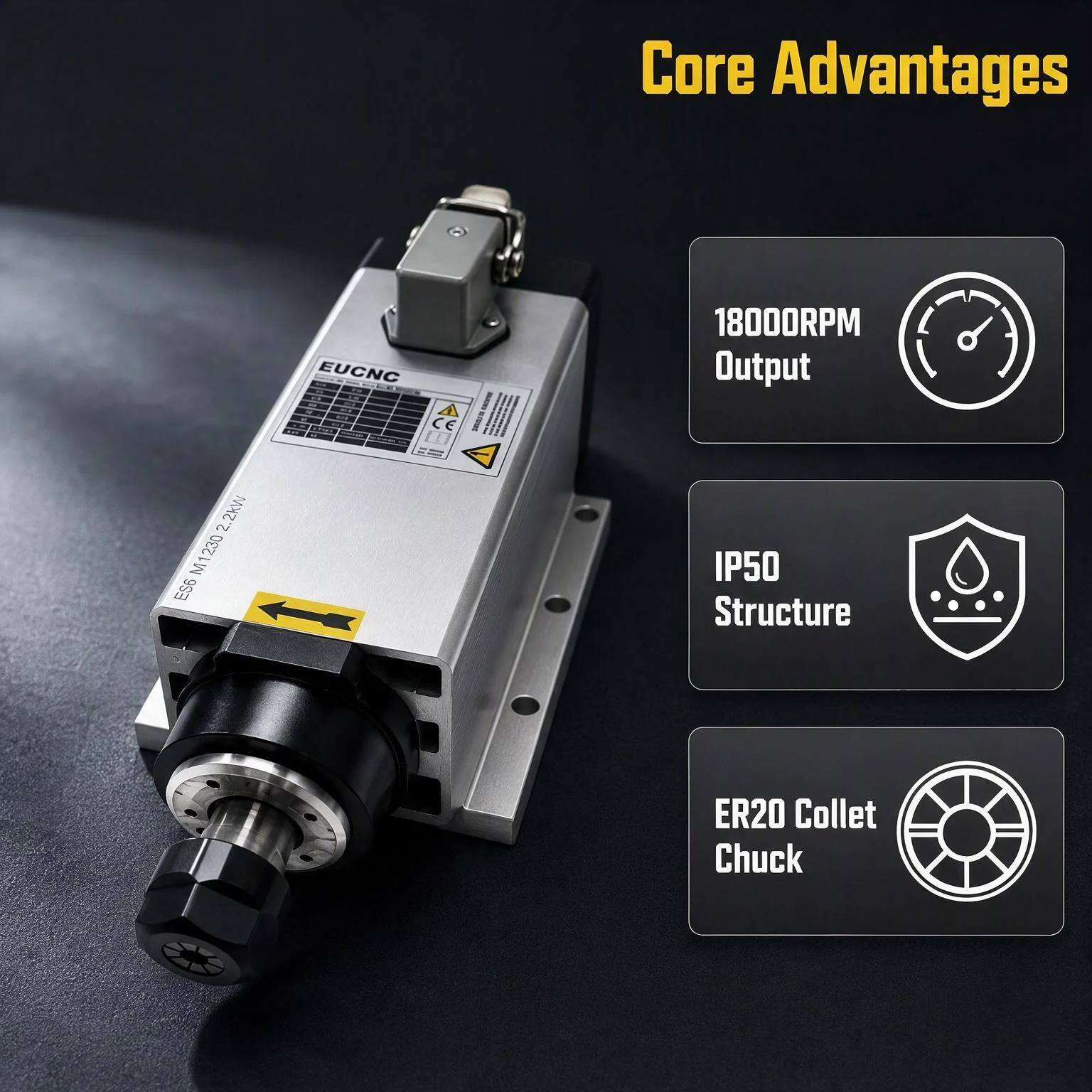 2.2KW Air Cooled Spindle Motor Kit 220V ER20 Collet with VFD Drive Wrench Cables for CNC Router Engraving Milling Machine