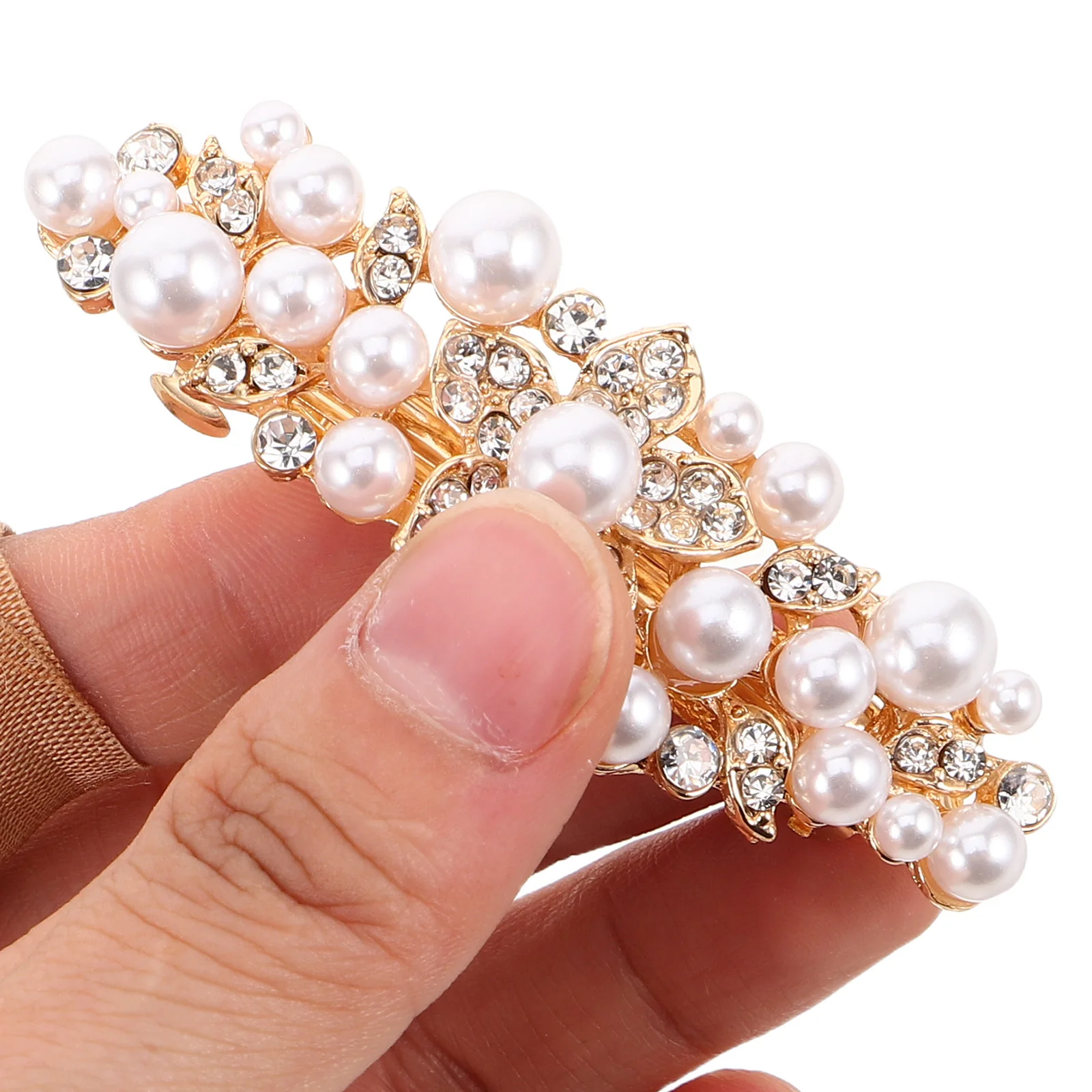 

2 Pcs Crystal Rhinestone Hair Barrettes Women's Elegant Alloy Bun Clasps Sparkling Decorative Clips for Updos Daily Wear Wedding