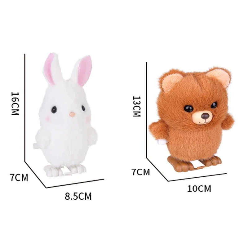 1pcs Cute Wind Up Jumping Bear Plush Animals Toy Kids Boy Girl Stuffed Animals Rabbit Clockwork Walking Toys Children Fun Gifts