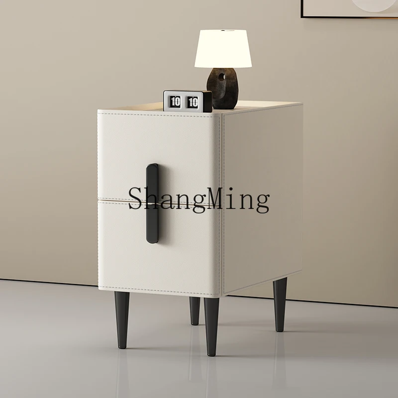 FG 안장 가죽 침대 옆 테이블 현대적인 미니멀리스트 스타일 침실 단단한 나무 미니멀리스트 홈 작은 침대 옆 테이블