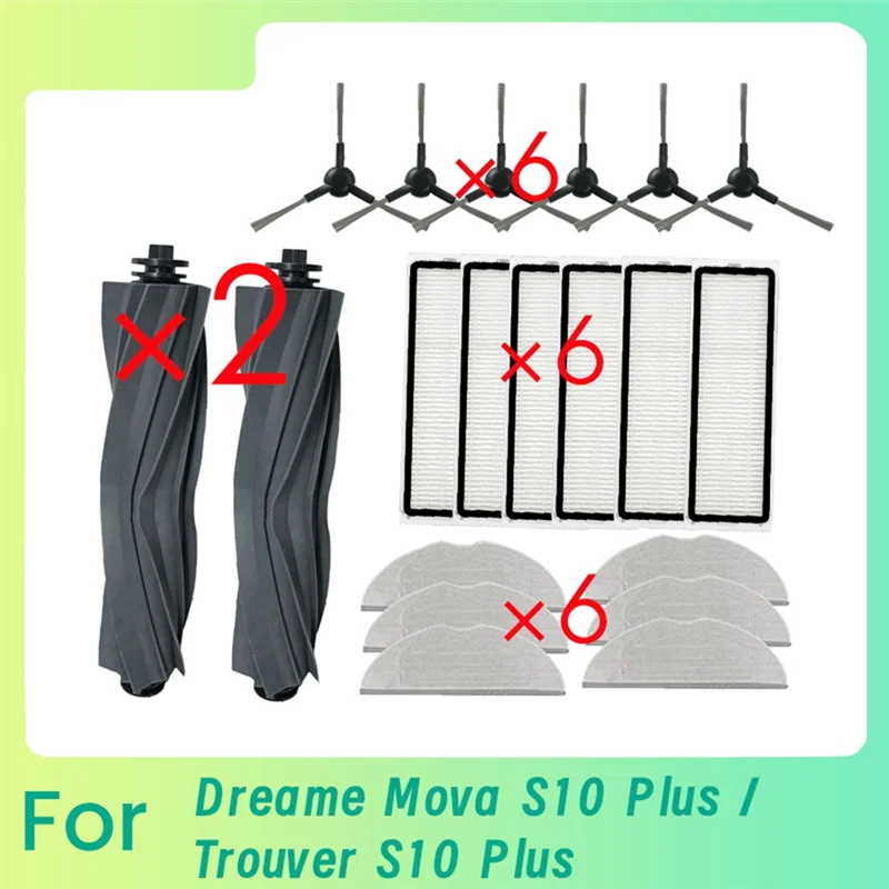

UN-20 Pcs For Dreame Mova S10 Plus / Trouver S10 Plus Sweeping Robot Cleaner Parts Replacement Main Side Brush Mop Filter