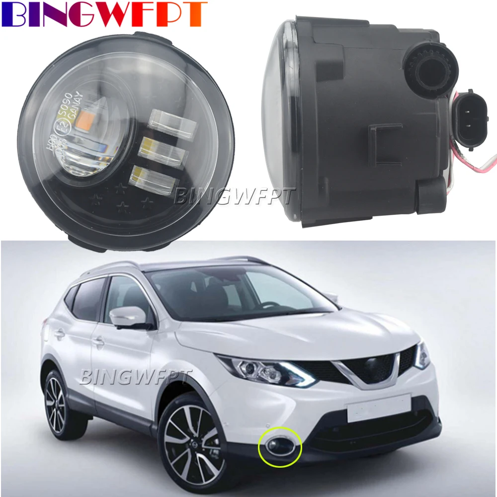 2pcs Fog Lights Headlight For Nissan Qashqai J11 J11_ Closed Off-Road Vehicle 2013- Clear Lens Front Bumper Car LED Fog Lamp