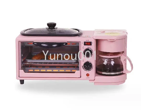 Electric Breakfast Machine, Multifunctional Oven, Mini Bread Sandwich Toaster, Frying Pan with Timer, Electric Kettle