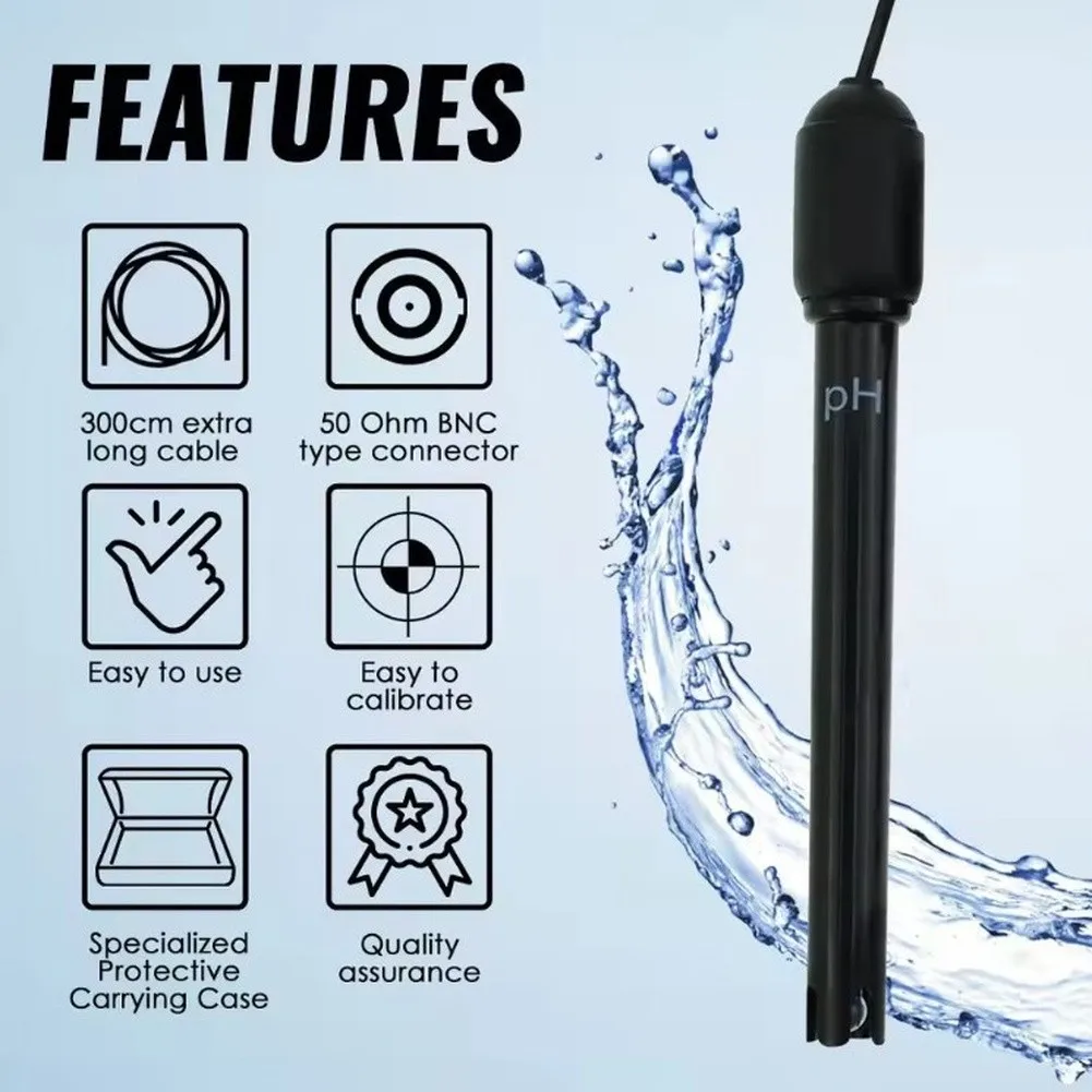 For pH Electrode Compatible with Multiple For pH Meters Featuring Fast Response and Stable Readings from 0 to 14