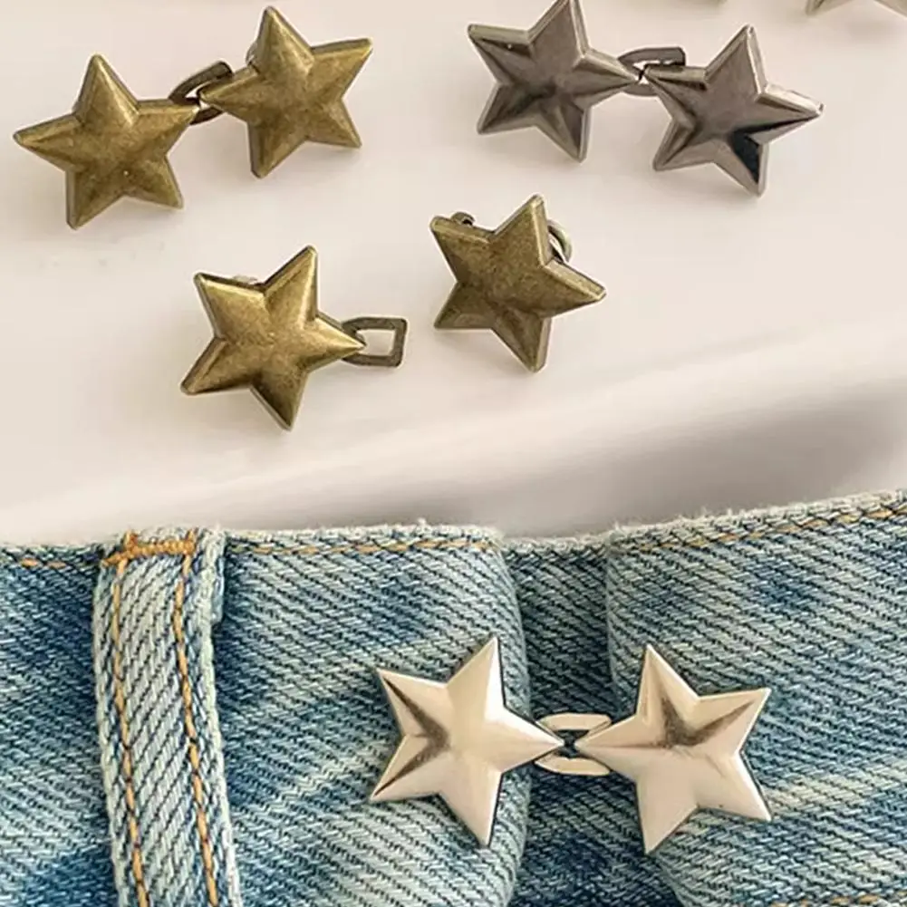 Botão Jean Em Forma De Estrela, Prendedor De Calças Ajustável, Pin De Calças, Snaps De Botão De Metal Sem Prego, Decoração De Jeans, Acessórios De Vestuário