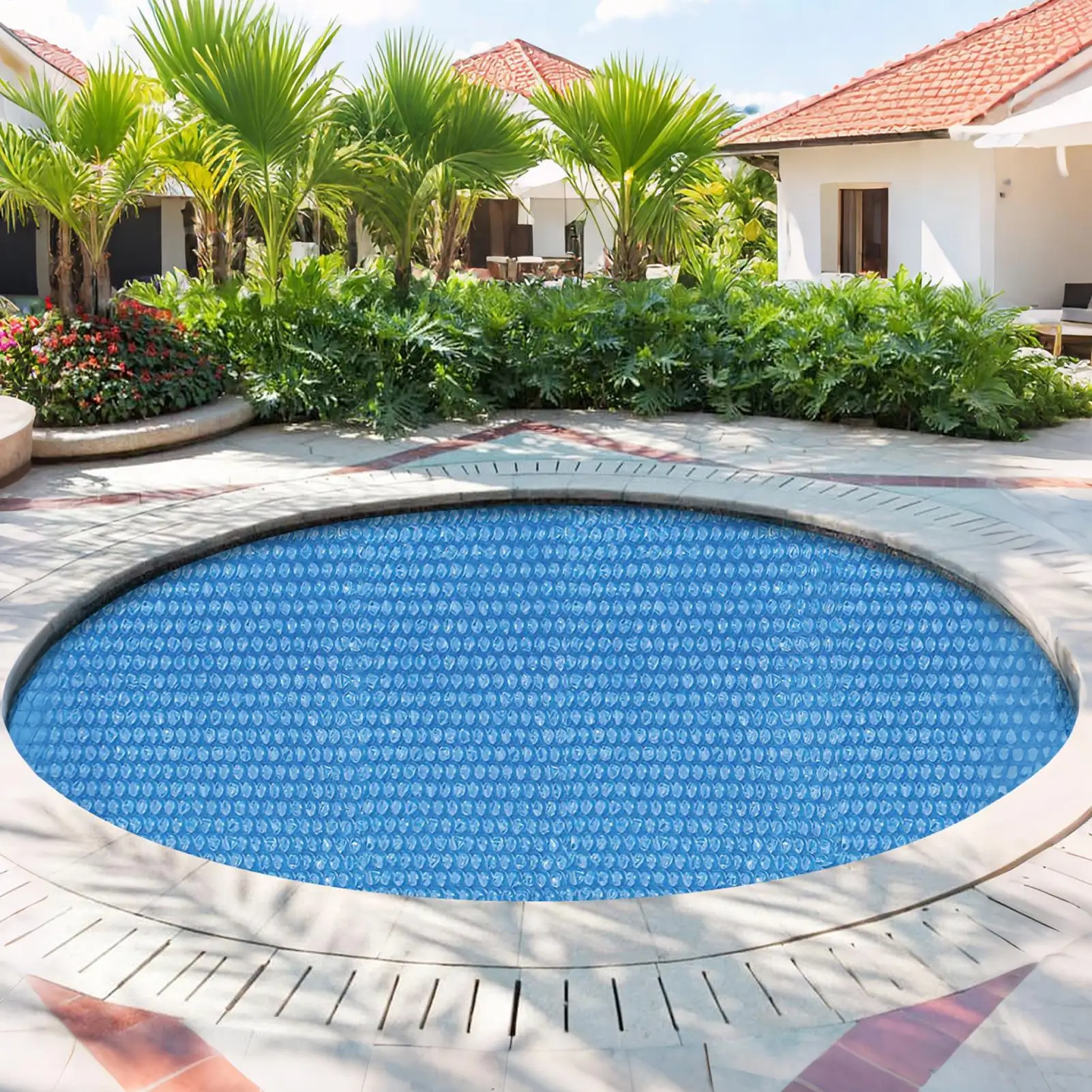 غطاء حمام سباحة شمسي مستدير من فيلم البولي ايثيلين لحمامات السباحة صيفي مقاوم للماء لحوض السباحة وأغطية مقاومة للغبار ملحقات بطانية الحديقة الخارجية #4