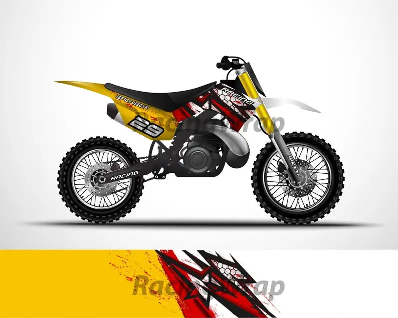 Motocross Dirt bike Template Mockup, Motocross Graphics, Bike vector, Vehicle Wrap Design, Dirt bike Stickers design, Mock ups m