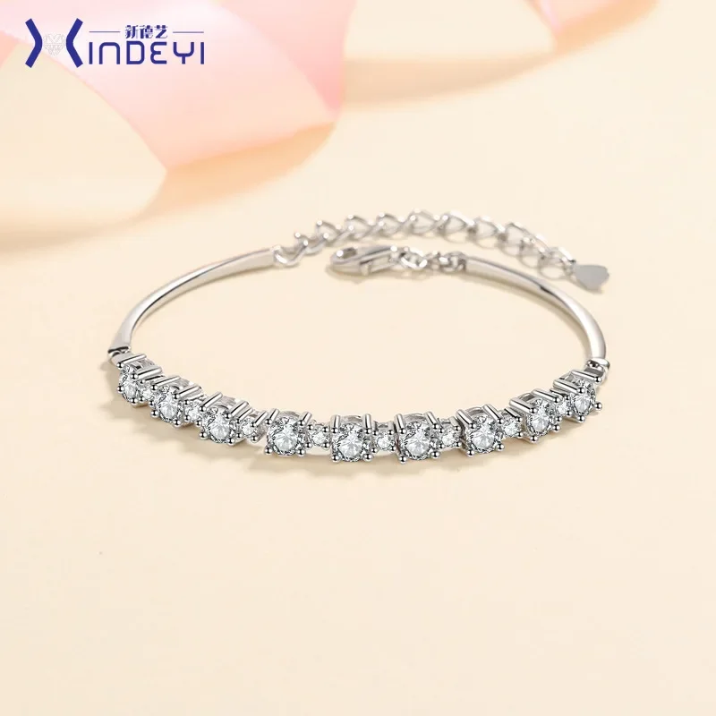 

2.7cttw D Color 9 Stones 4mm Full Moissanite Bracelet for Women S925 Sterling Silver Chain Plate Pt950 Fine Jewelry