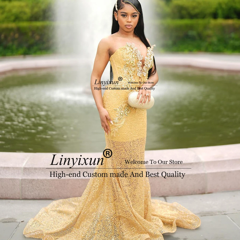 

Exquisite Sparkly Sequin Prom Dresses for Girl Crystal Glitter Mermaid Wedding Party Gowns Customized vestidos largos fiesta