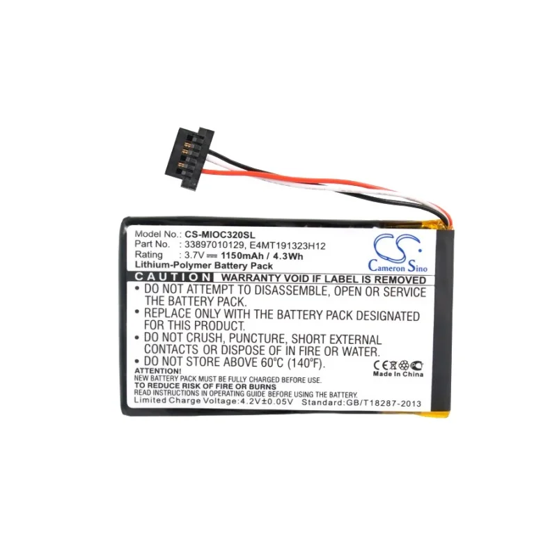 

Cameron Sino 1150mAh Battery E4MT191323H12 for Mitac Mio C320, C320B, C323, C520, C520t, C620, C620T, C700, C720, C800, C810
