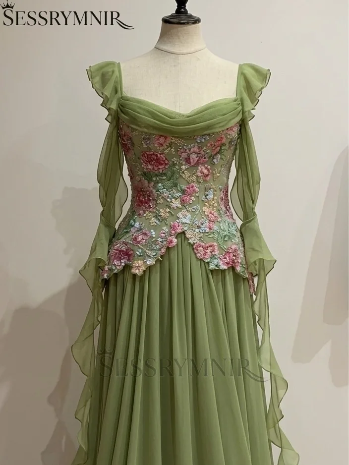 

SESSRYMNIR Women'S Formal Evening Gowns Customize Cowl Neck Green A-Line Evening Dresses Luxury Sleeveless Floor-Length Prom