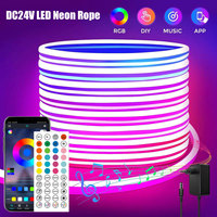 Neon Led Lights Strip 24V Rgb Neon Flexible Tape Control With App Bluetooth 15M 10M 20M 30 Meters Children'S Room Led Wall Light