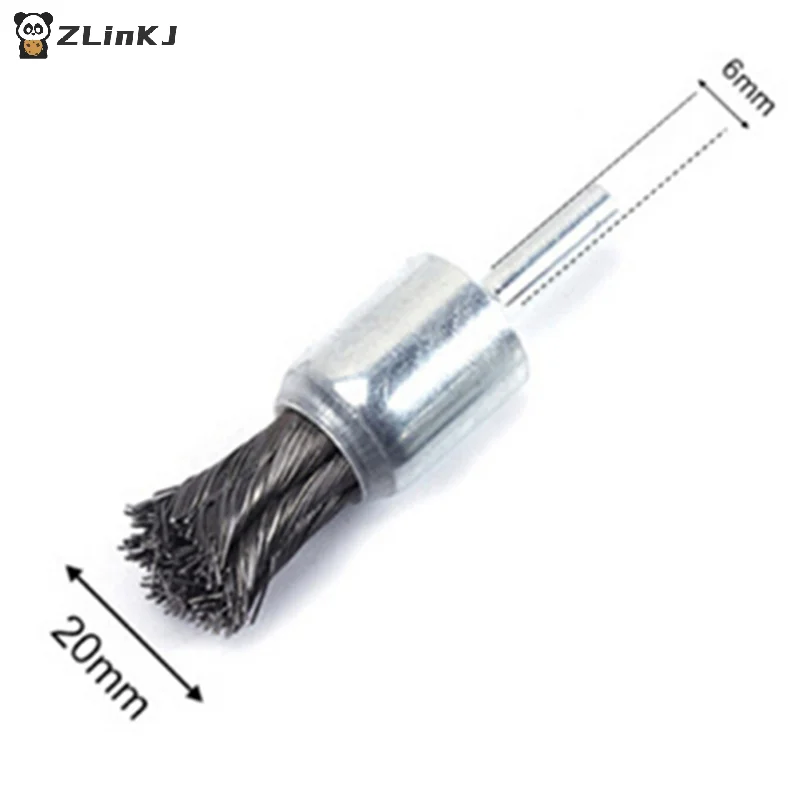▶1Pcs 20mm Wire Knot End Brush Stainless Steel with 1/4' Shank for Grinder