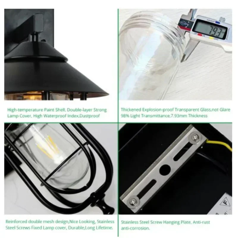 American Retro Iron Balcony Light Waterproof Outdoor Wall Light Industrial Wind Nordic Creative Bar Cafe Outdoor Light