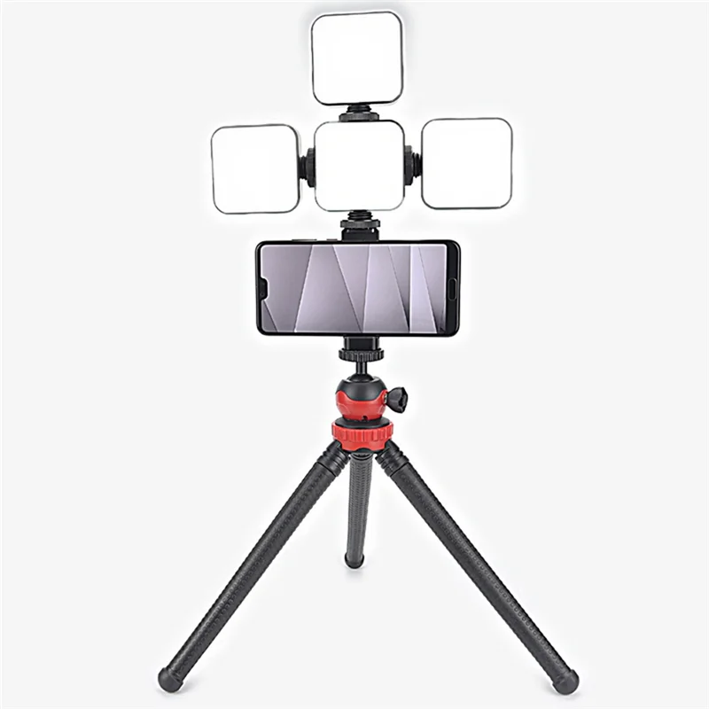 ABKI-LENVEE 49 LED 5 ワットミニ LED ビデオライト写真撮影 6500K フィルインランプ調光可能なホットシューマウントアダプターユニバーサルカメラ用