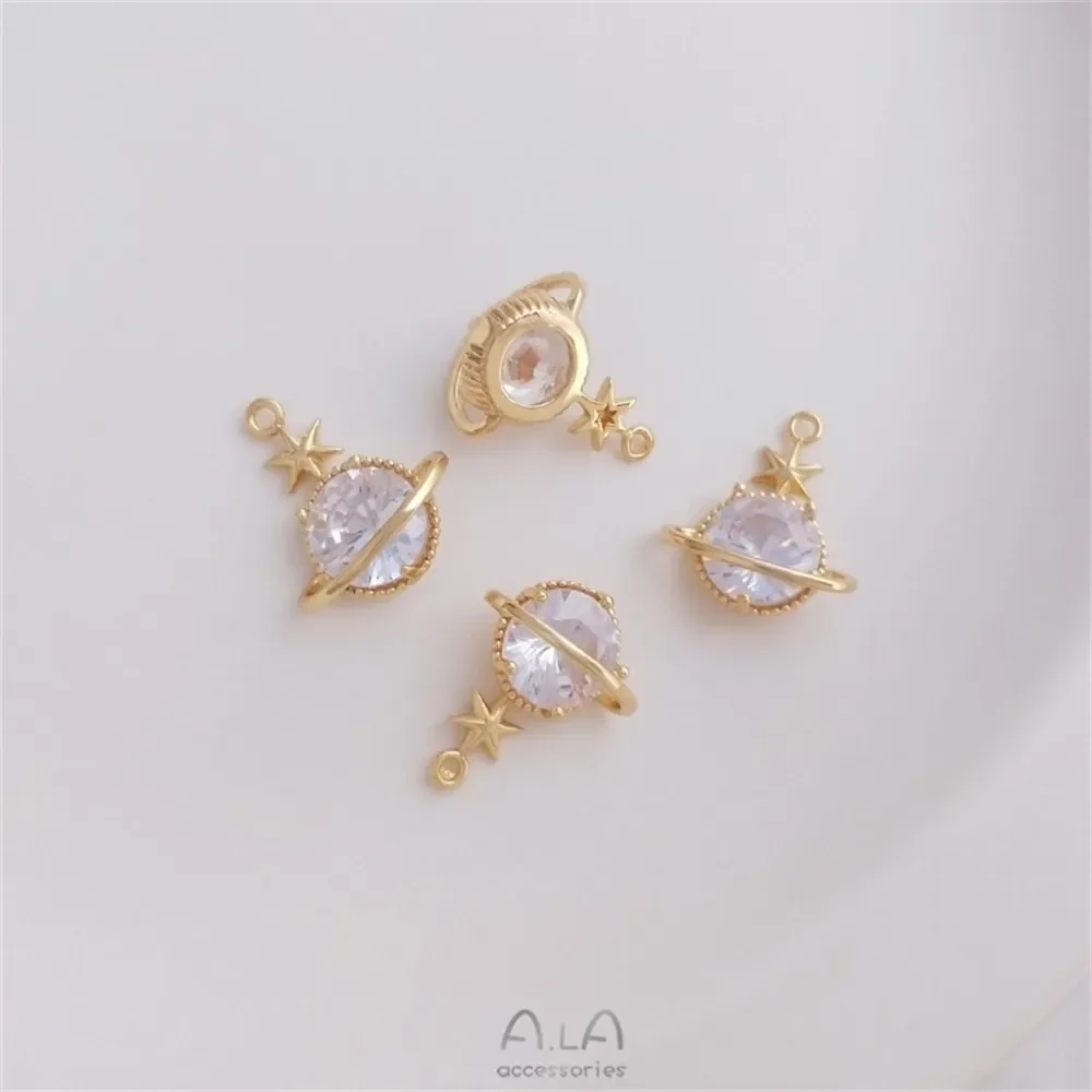 

14K Gold-coated Zircon Planet Pendant Handmade Jewelry Pendant Diy Bracelet Earrings Necklace Charm Pendant K340