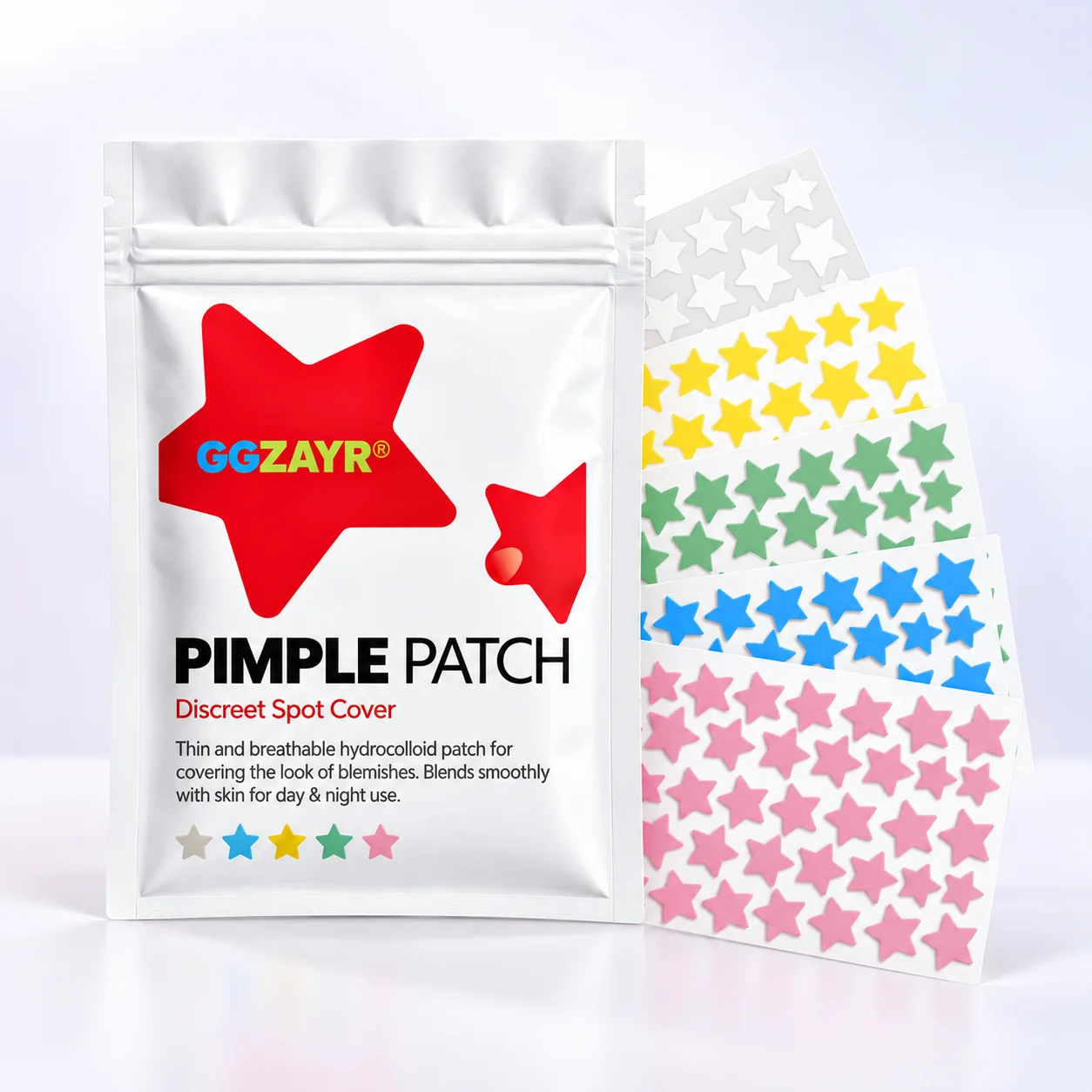 200pcs Colorful Star Pimple Patches 40 Sheets Hydrocolloid Acne Stickers, Cute Shape Spot Cover Face Care Accessories for Teens