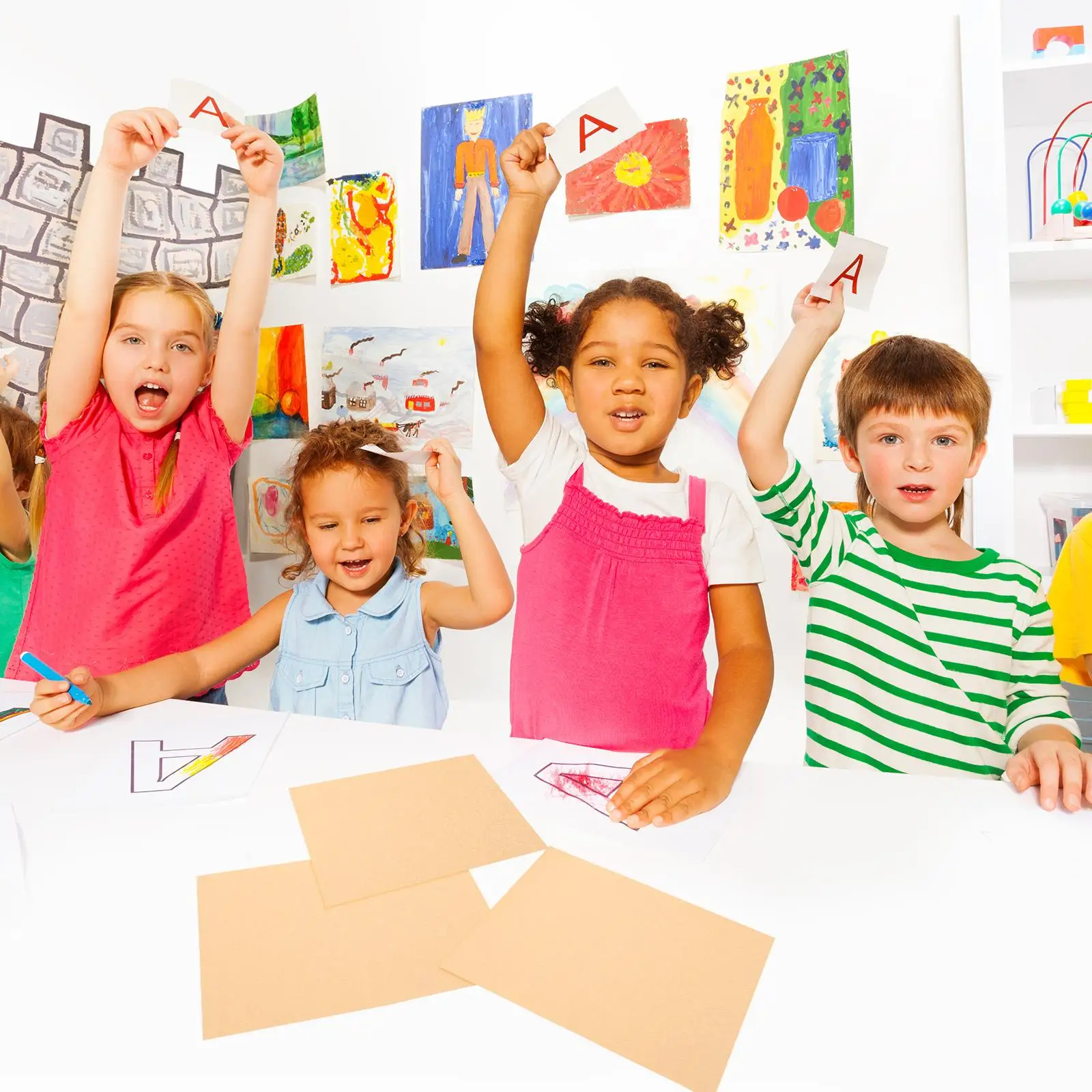 100 Pcs A4 Kraft Cardboard 4K Paper DIY Writing Cardboards Square Graffiti Thick