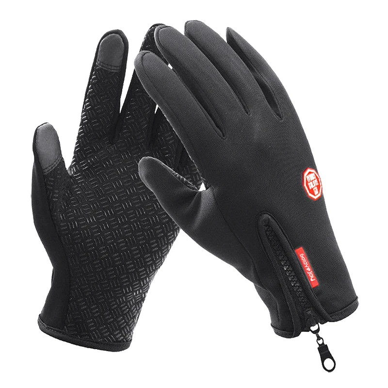 Men's Winter Gloves Touch Screen Zipper Waterproof Cycling Fitness Mountaineering Outdoor Training Non-Slip Sports Gloves