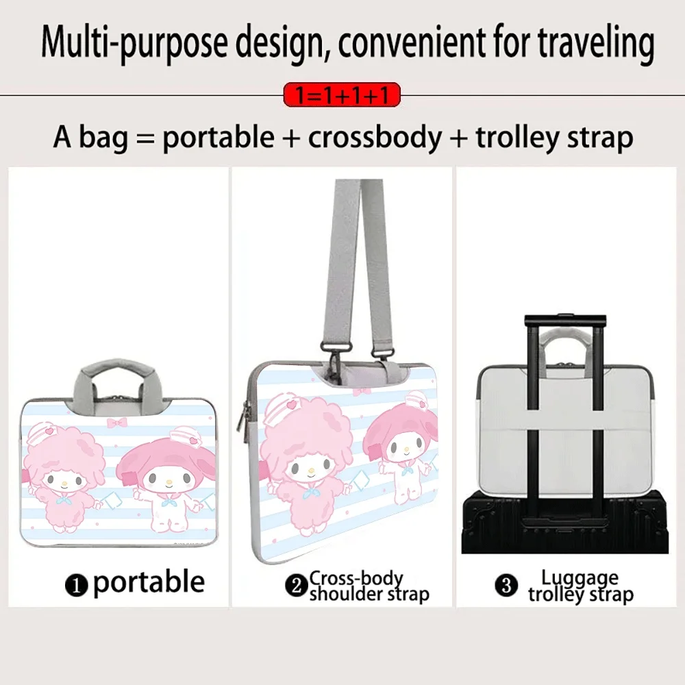 

Cartoon My Melody Hello Kitty Kurome Laptop Bag Shoulder Handbag Briefcase Suitable for 12 13 14 15 16 Inch Macbook Air Pro Gift