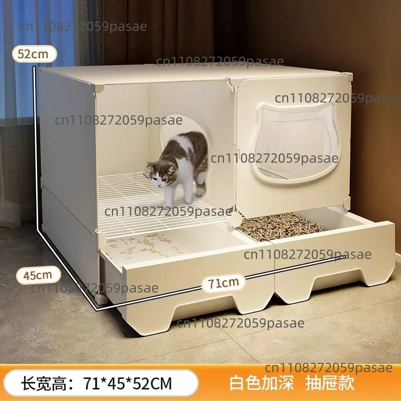 Cat litter cabinet, corridor-style cat litter box, oversized anti-splash semi-enclosed cat toilet