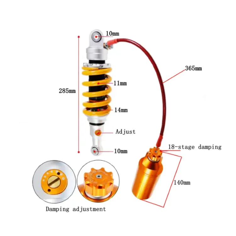 285mm Shock Absorber Motorcycle Rear Shock Absorber Damping Adjustment Single Reduction Center