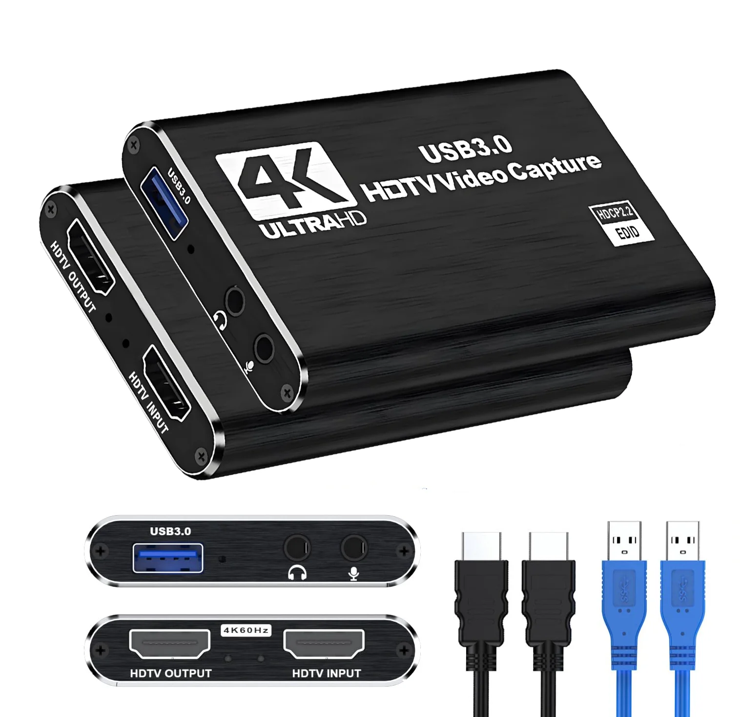 

USB 3.0 1080P 60Hz Video Game Capture Card Box HDMI-Compatible 4K@30Hz Loop Out for OBS Streaming PS4 PC Live Broadcast