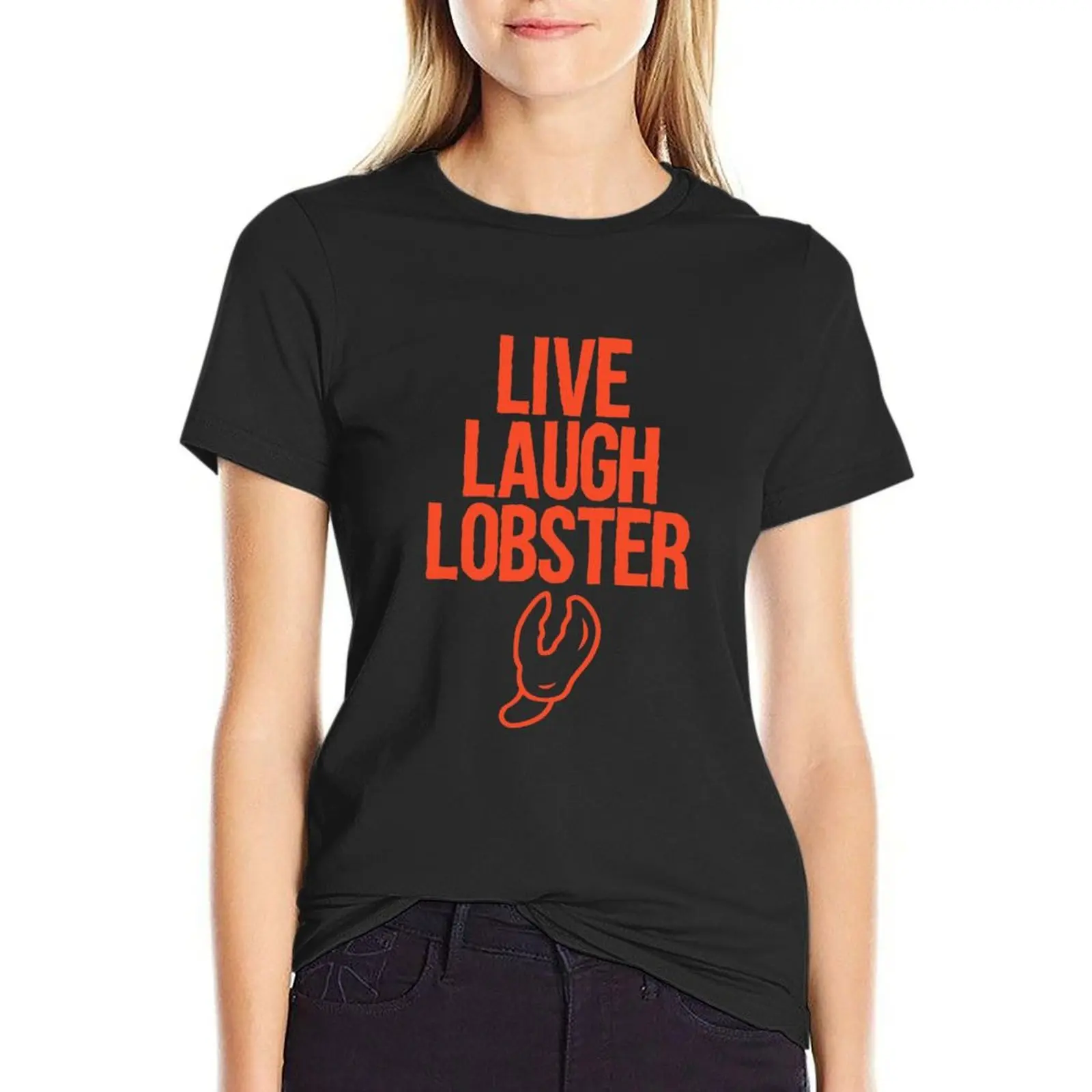 

Футболка Live Laugh Lobster, одежда в стиле аниме, винтажные летние топы, женская одежда на заказ