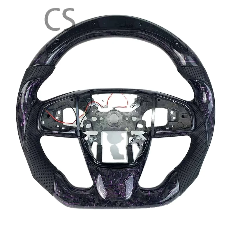 

Customized LED Forged Carbon Fiber Sports Steering Wheel for Honda Civic 2016 2019 2021 2021 Sports Wheel Without airbags