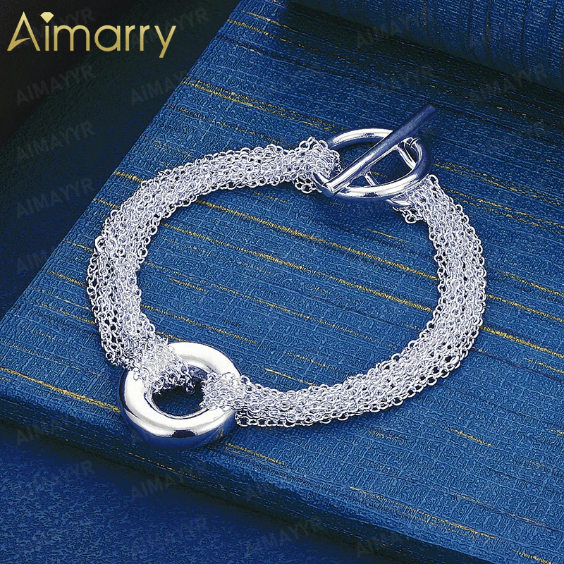925 Sterling Silver Mesh Woven and Spliced Circular Bracelet for Women's Parties Banquets Weddings High-quality Fashion Jewelry