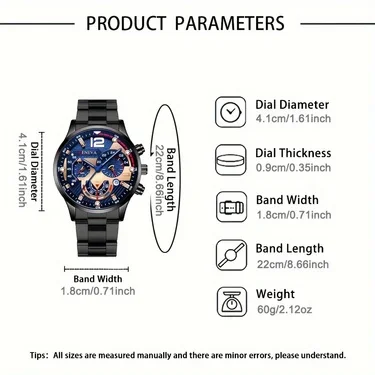 1pc men's fashion watch+1pc accessory combination, elegant dial, fashionable strap, a good choice for daily wear and gift giving