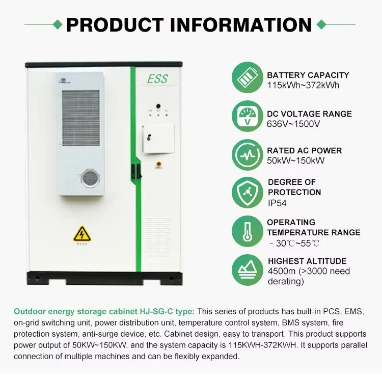 نظام تخزين الطاقة الشمسية العاكس الهجين الصناعي 100kw 200kwh Lifepo4 بطارية ليثيوم أيون تخزين شبكة تبريد الهواء